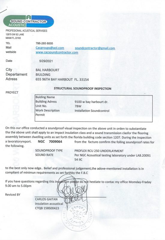 STRUCTURAL SOUNDPROOF INSPECTION